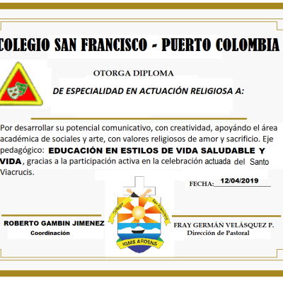 Reconocimiento Participación en el  Viacrucis